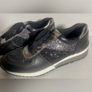 Michael Kors Allie Trainer Black Glitter Sneakers Like New